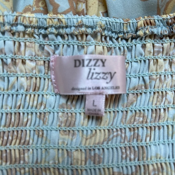 Dizzy Lizzy paisley empire waist A line midi dress tie front and puff sleeves L - Picture 8 of 12